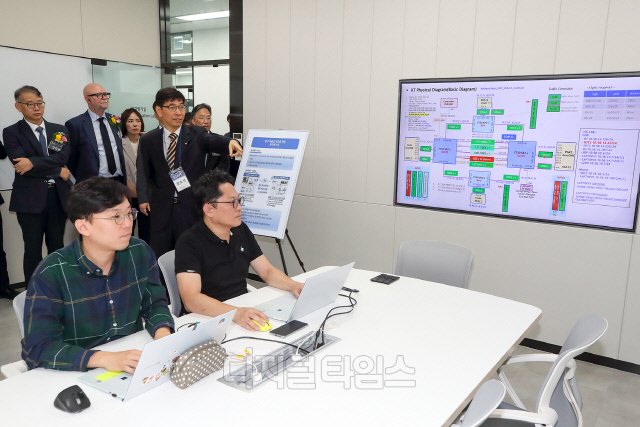 기술평가Lab 안내 및 시연을 진행하는 모습. KT 제공